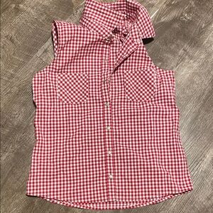 Target Red and White Gingham Sleeveless Button-Up Shirt